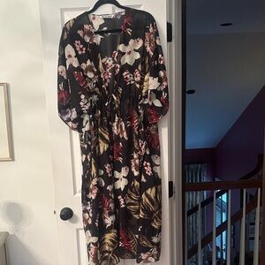 Walter Baker Black Floral Long Sleeve Dress